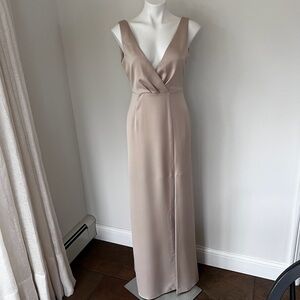 BHLDN Champagne Bridesmaid V-Neck Dress